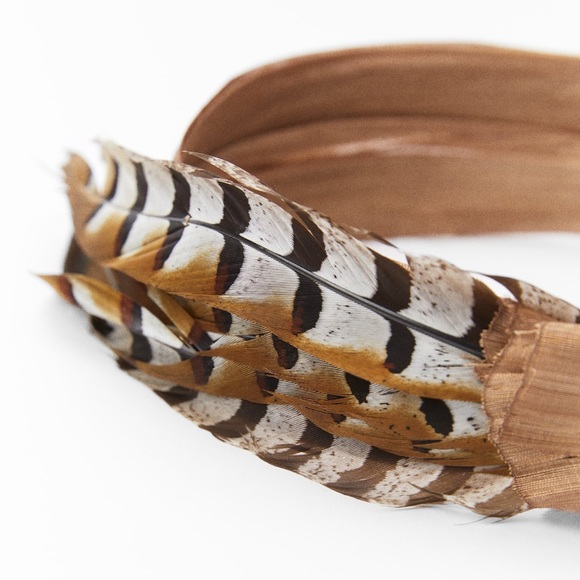 Zara Feathered Headband Headpiece, New - Picture 3 of 5